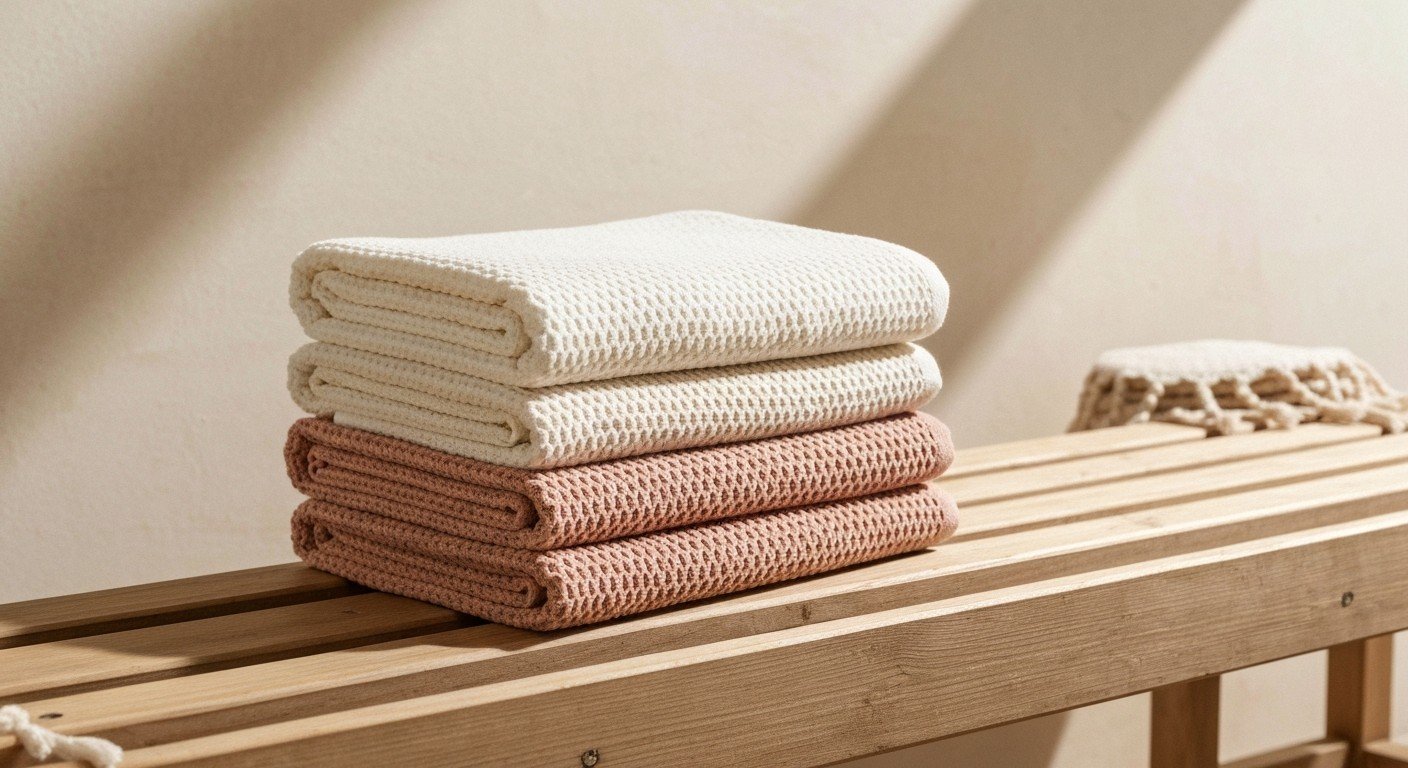Folded flat-weave towels